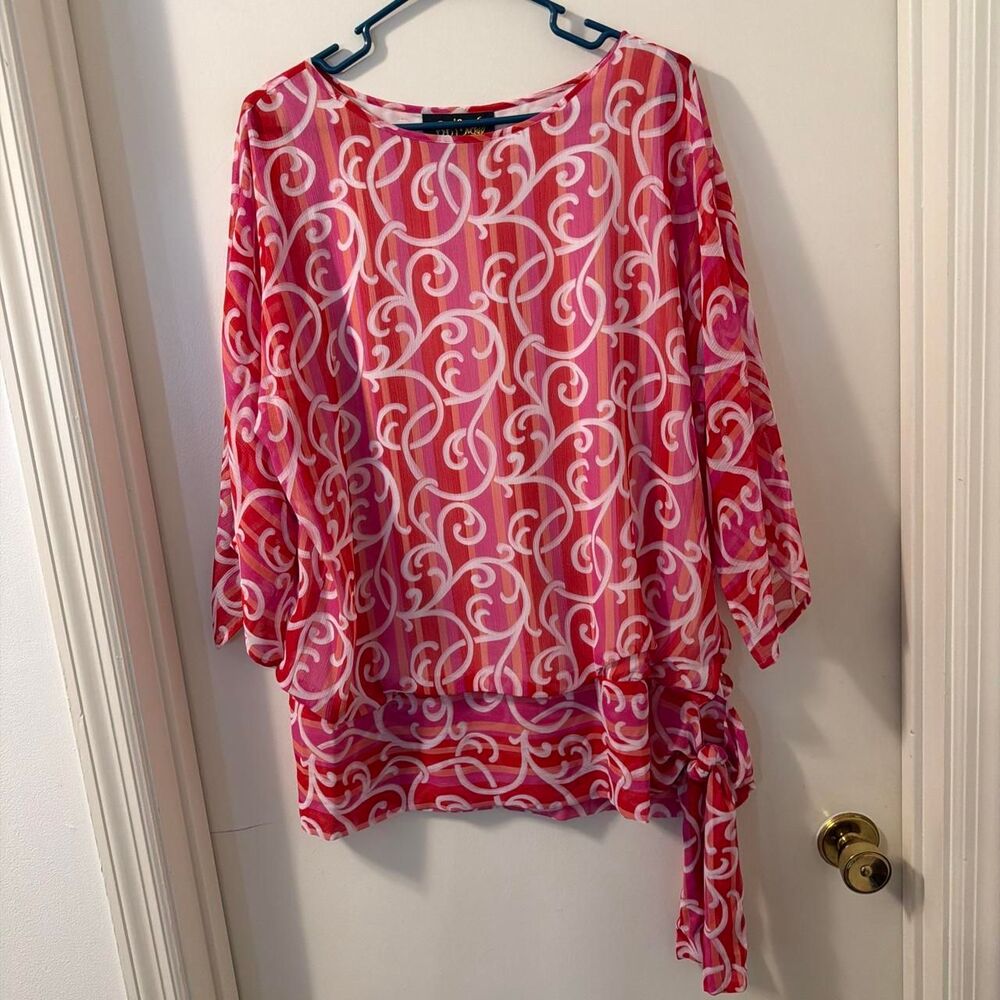 80s Retro Bob-mackie Women's multi Pink Golden Girls Blouse size M